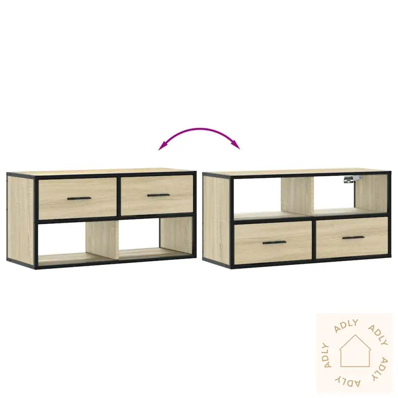 Tv-Benk Sonoma Eik 80X31X39,5 Cm Konstruert Tre Og Metall