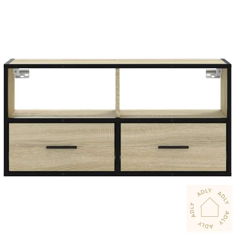 Tv-Benk Sonoma Eik 80X31X39,5 Cm Konstruert Tre Og Metall