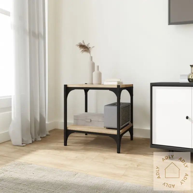 Tv-Benk Sonoma Eik 40X33X41 Cm Konstruert Tre Og Stål