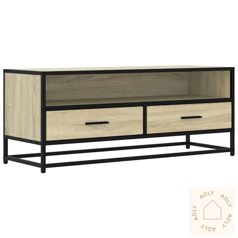 Tv-Benk Sonoma Eik 100X34,5X40 Cm Konstruert Tre Og Metall