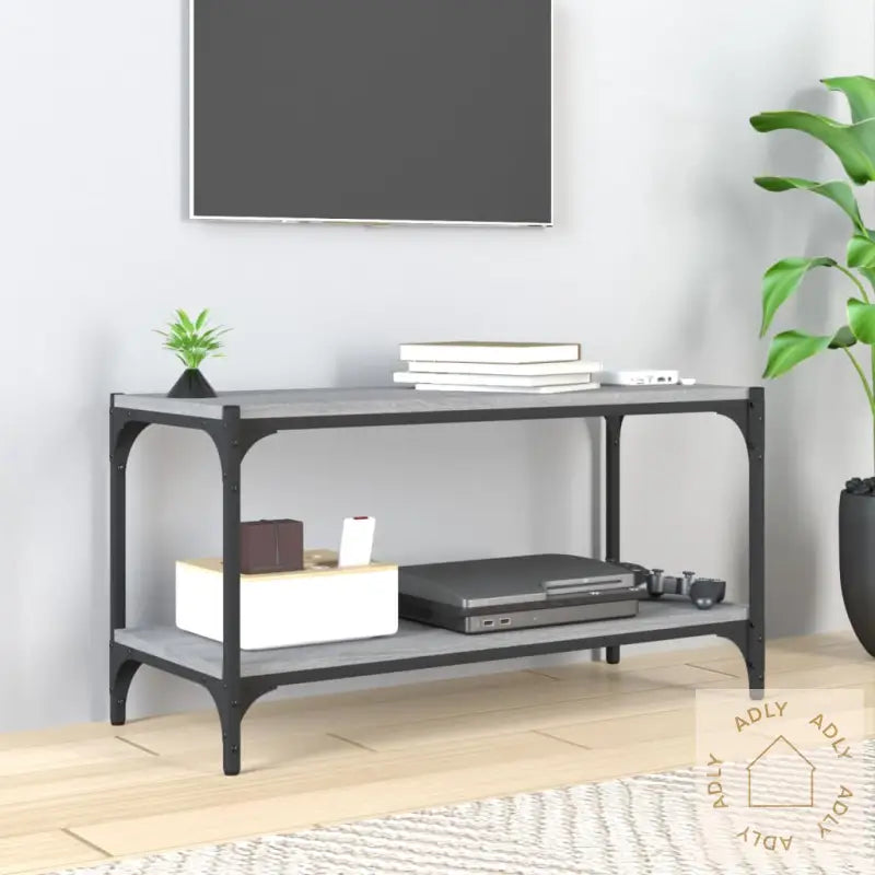 Tv-Benk Grå Sonoma 80X33X41 Cm Konstruert Tre Og Stål