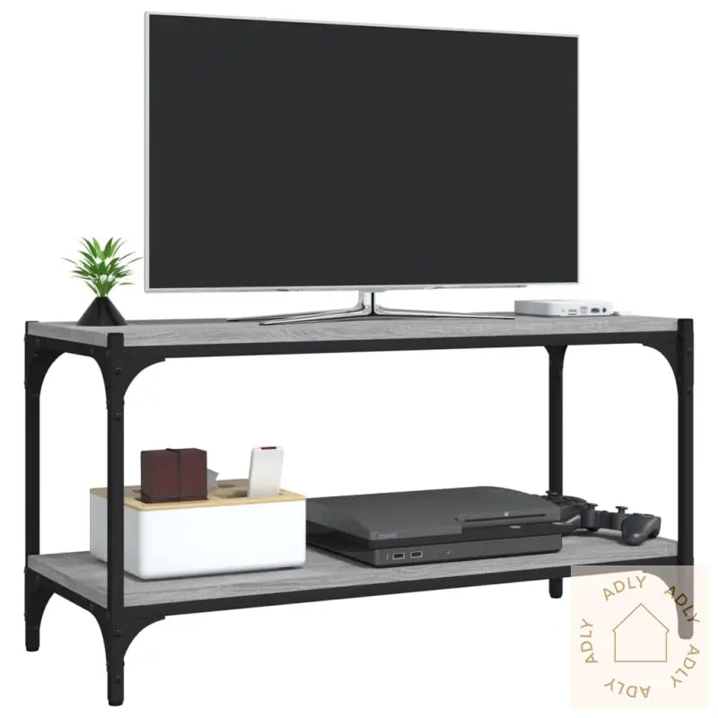 Tv-Benk Grå Sonoma 80X33X41 Cm Konstruert Tre Og Stål