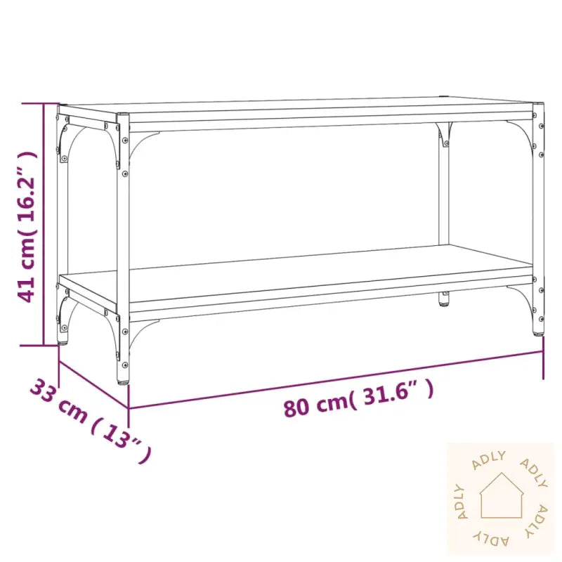 Tv-Benk Grå Sonoma 80X33X41 Cm Konstruert Tre Og Stål
