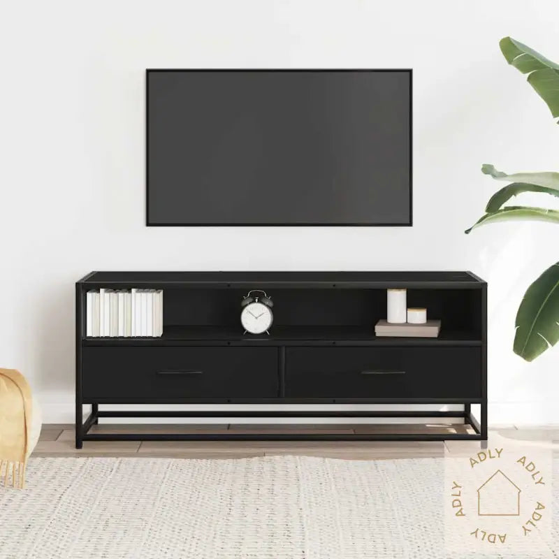 Tv-Benk Svart 100X34,5X40 Cm Konstruert Tre Og Metall