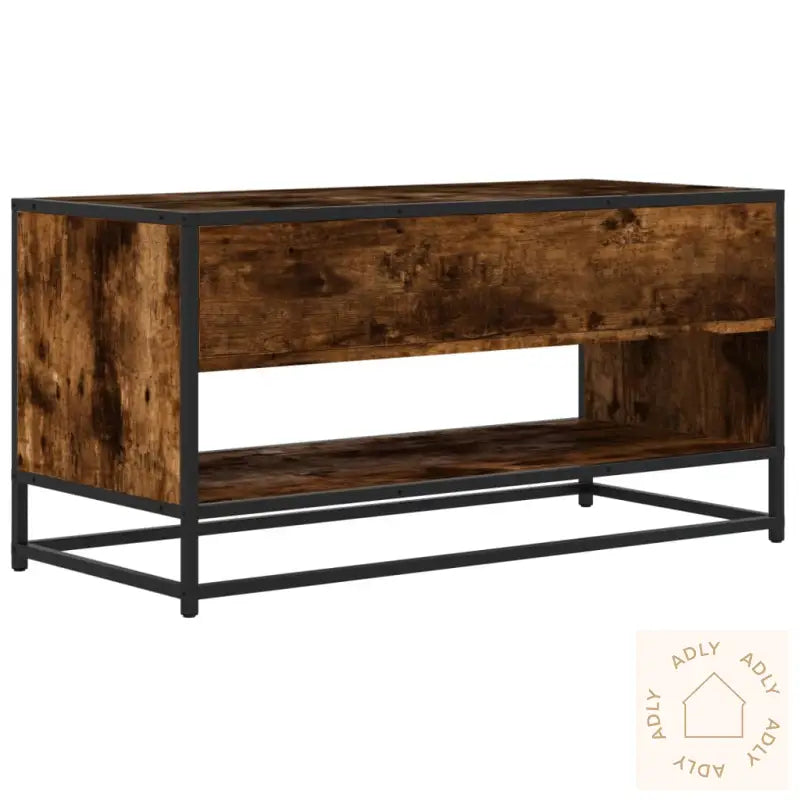 Tv-Benk Røkt Eik 91X40X46 Cm Konstruert Tre Og Metall