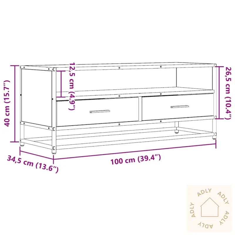 Tv-Benk Svart 100X34,5X40 Cm Konstruert Tre Og Metall