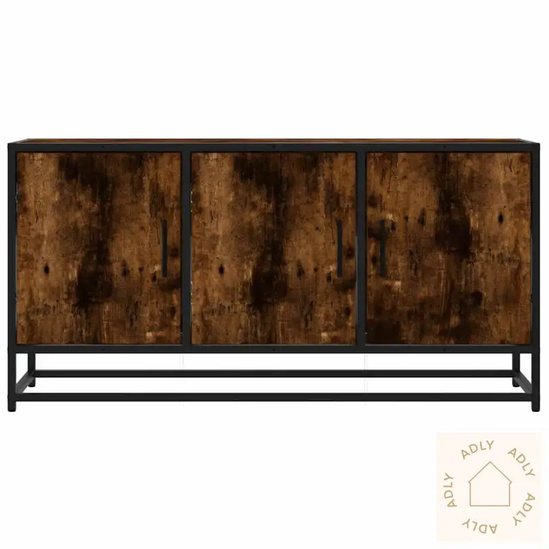 Tv-Benk Røkt Eik 100X35X50 Cm Konstruert Tre Og Metall