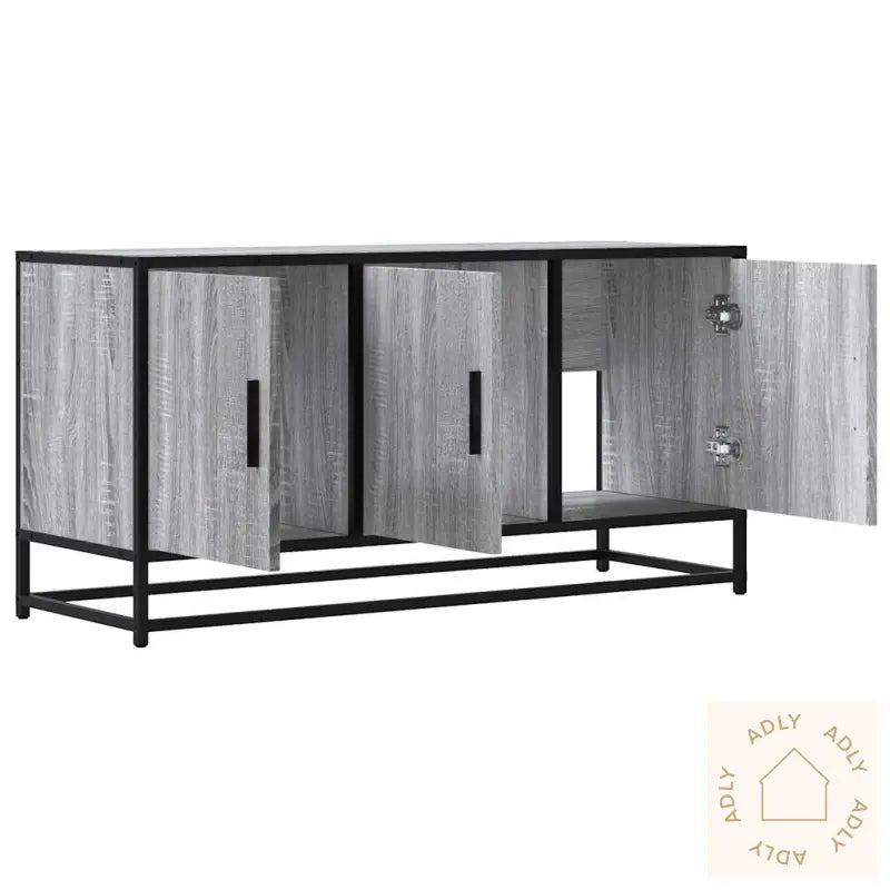 Tv-Benk Grå Sonoma 100X35X50 Cm Konstruert Tre Og Metall