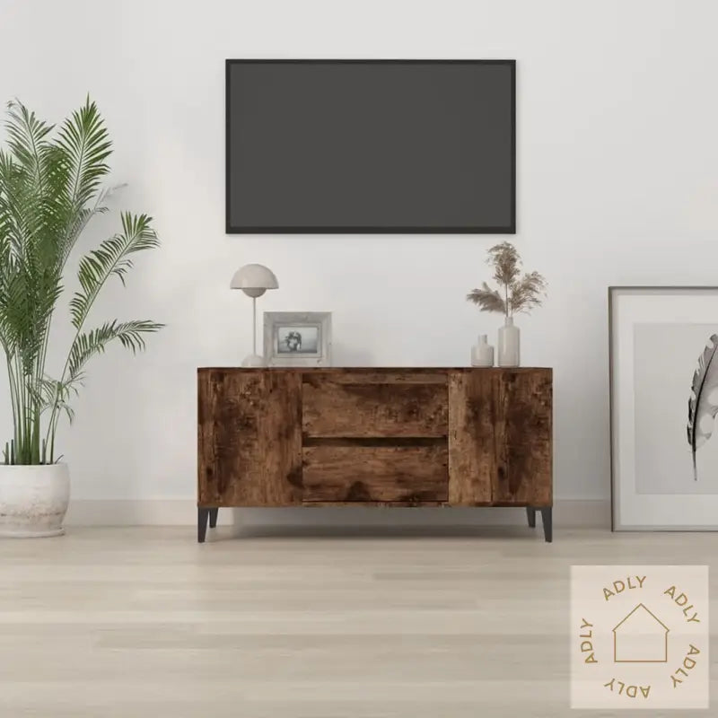 Tv-Benk Røkt Eik 102X44,5X50 Cm Konstruert Tre