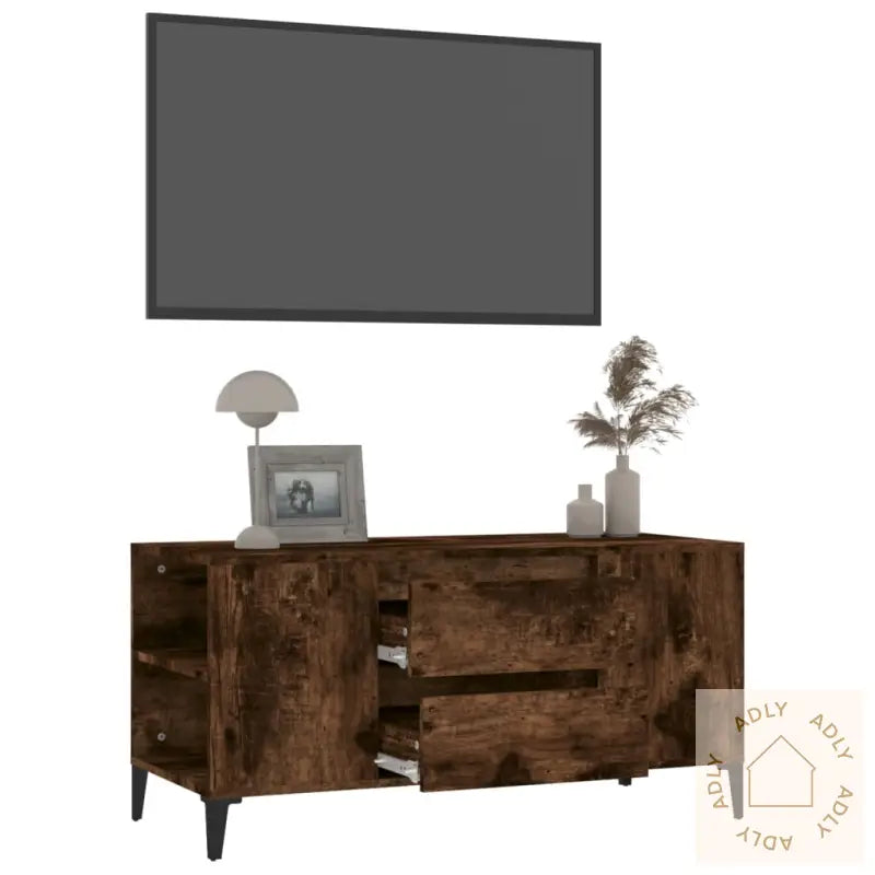 Tv-Benk Røkt Eik 102X44,5X50 Cm Konstruert Tre