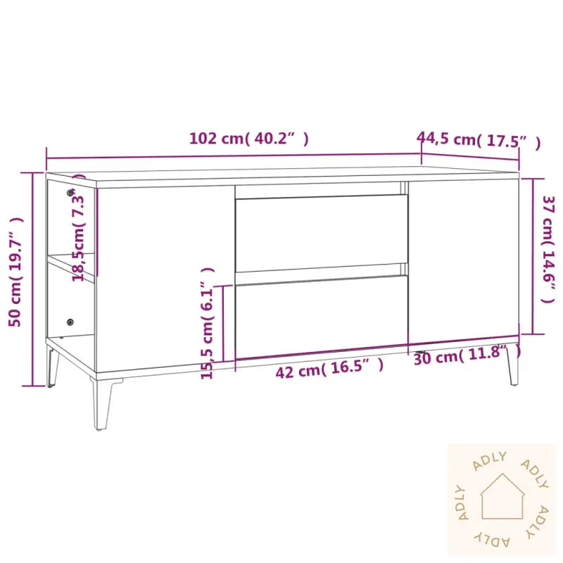 Tv-Benk Røkt Eik 102X44,5X50 Cm Konstruert Tre
