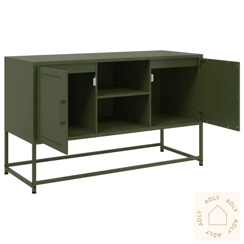 Tv-Benk Olivengrønn 100,5X39X60,5 Cm Stål