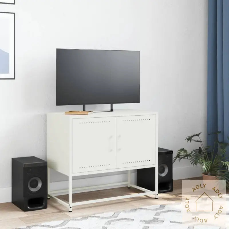Tv-Benk Hvitt 68,5X39X60,5 Cm Stål
