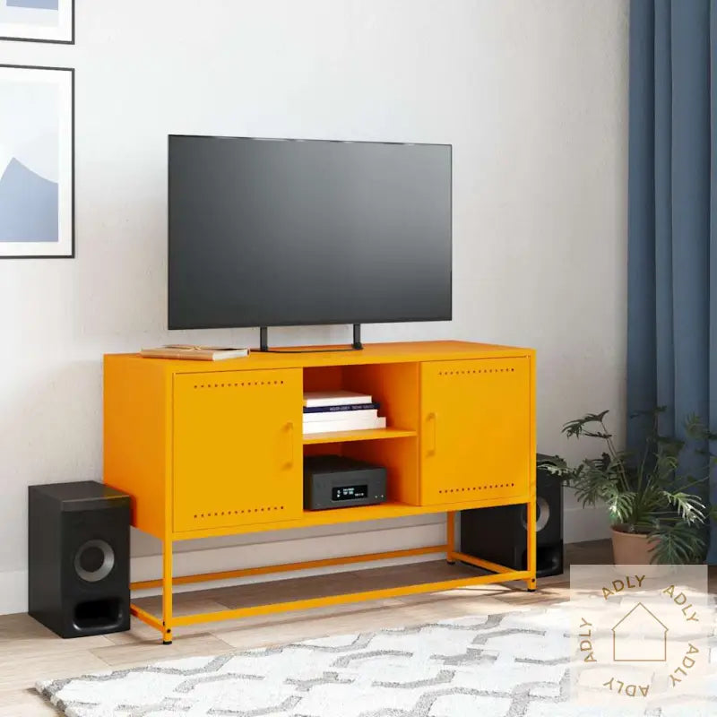 Tv-Benk Sennepsgul 100,5X39X60,5 Cm Stål