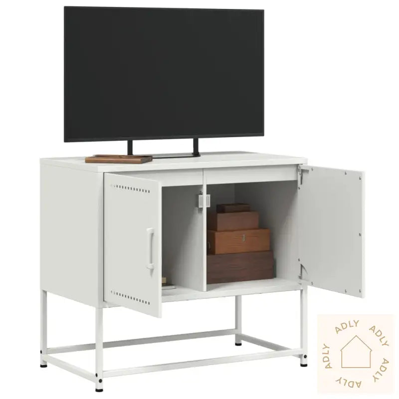 Tv-Benk Hvitt 68,5X39X60,5 Cm Stål