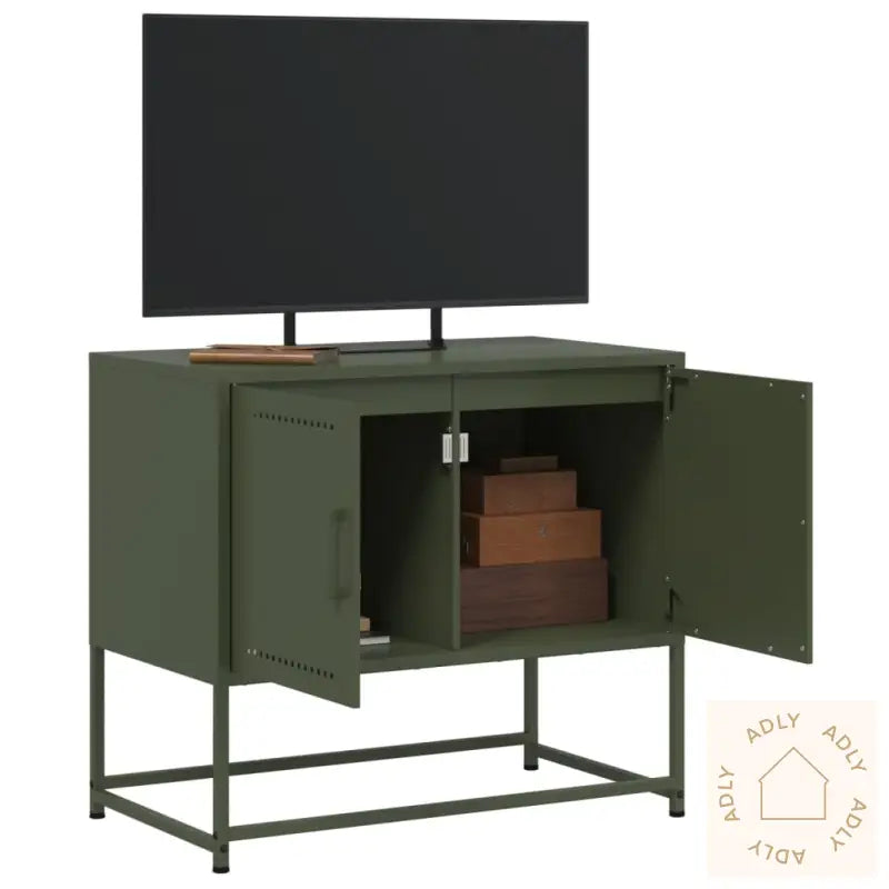 Tv-Benk Olivengrønn 68,5X39X60,5 Cm Stål
