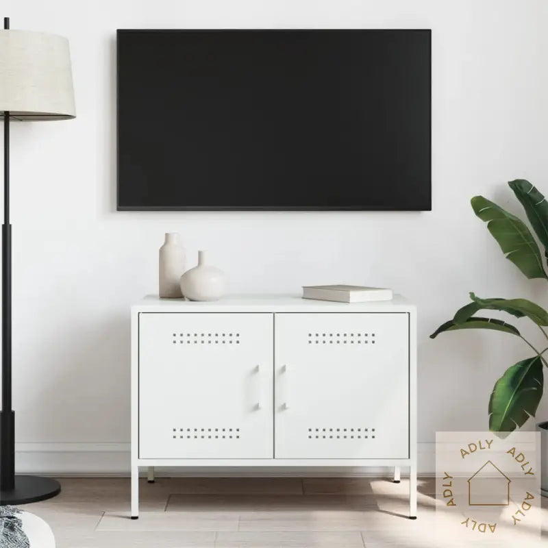 Tv-Benk Hvit 68X39X50,5 Cm Stål