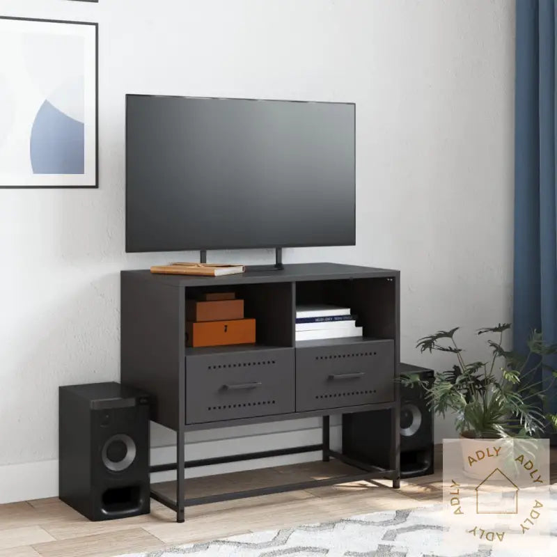 Tv-Benk Svart 68X39X60,5 Cm Stål