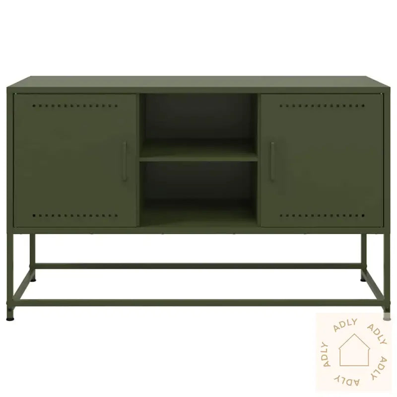 Tv-Benk Olivengrønn 100,5X39X60,5 Cm Stål