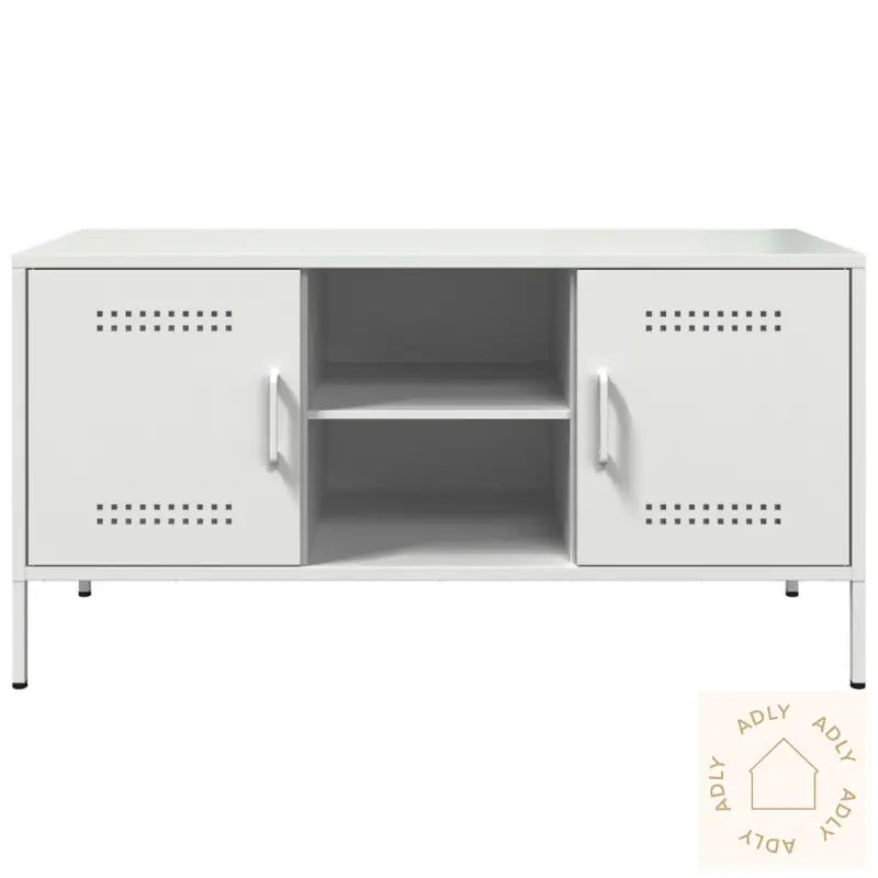 Tv-Benk Hvit 100,5X39X50,5 Cm Stål