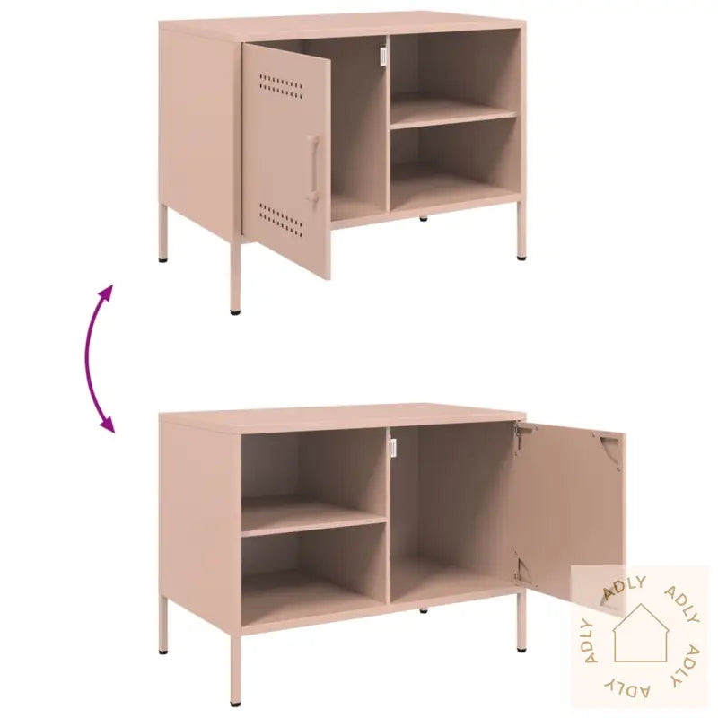 Tv-Benker 2 Stk Rosa 68X39X50,5 Cm Stål