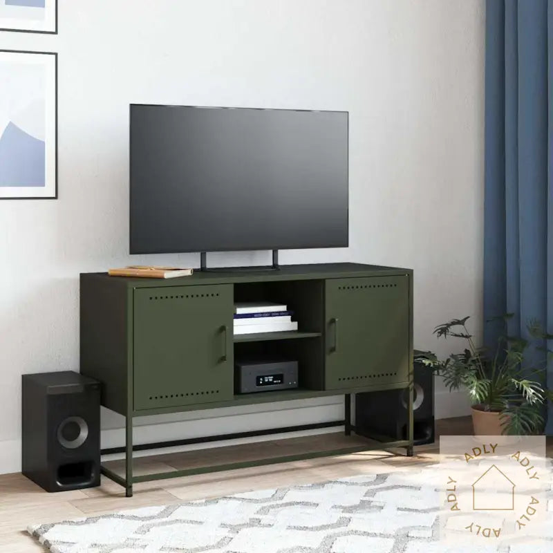 Tv-Benk Olivengrønn 100,5X39X60,5 Cm Stål
