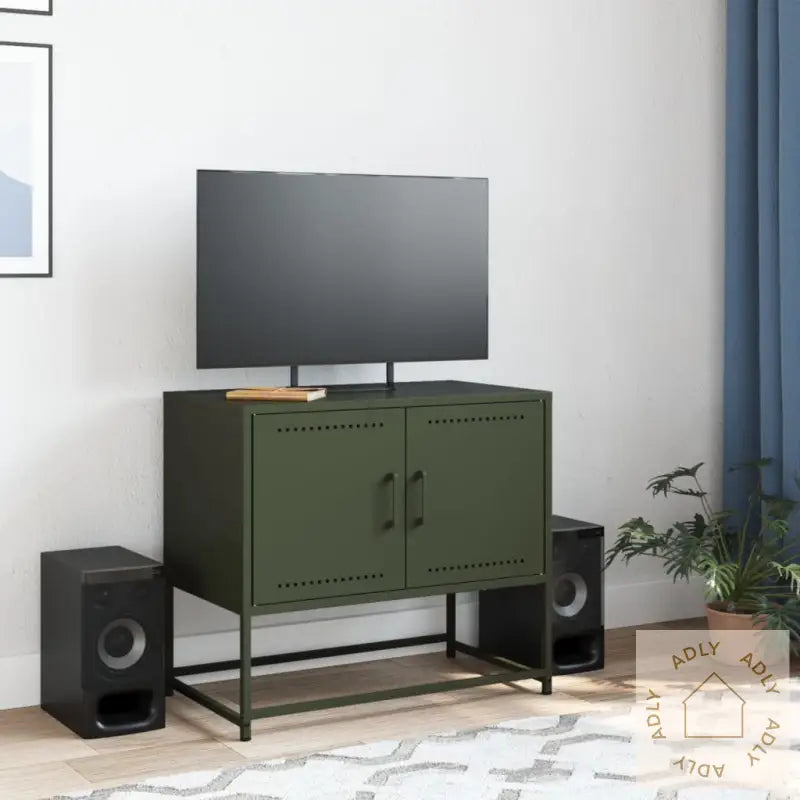 Tv-Benk Olivengrønn 68,5X39X60,5 Cm Stål