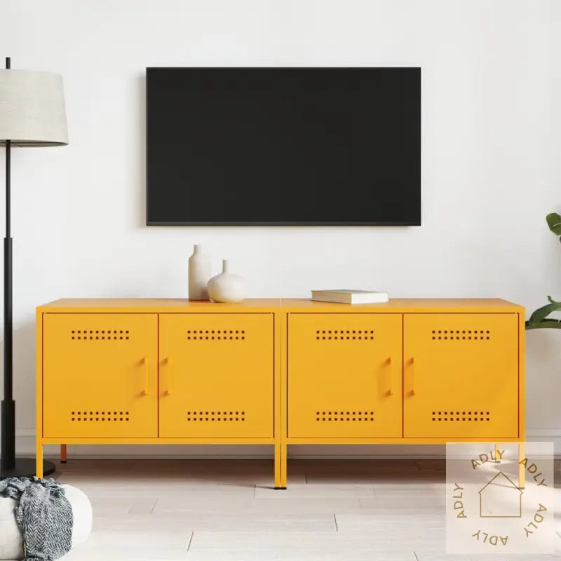 Tv-Benker 2 Stk Sennepsgul 68X39X50,5 Cm Stål