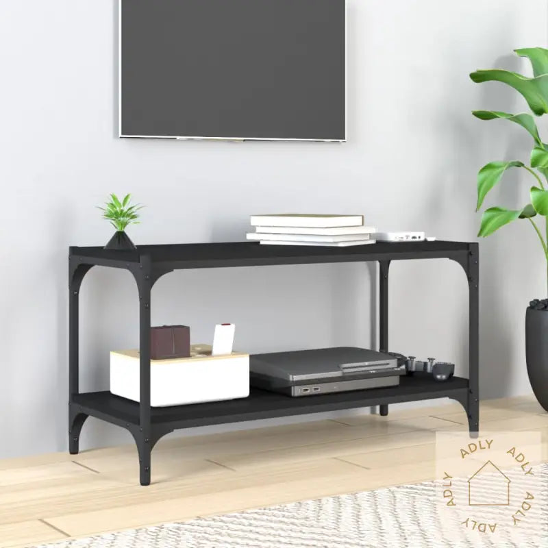 Tv-Benk Svart 80X33X41 Cm Konstruert Tre Og Stål