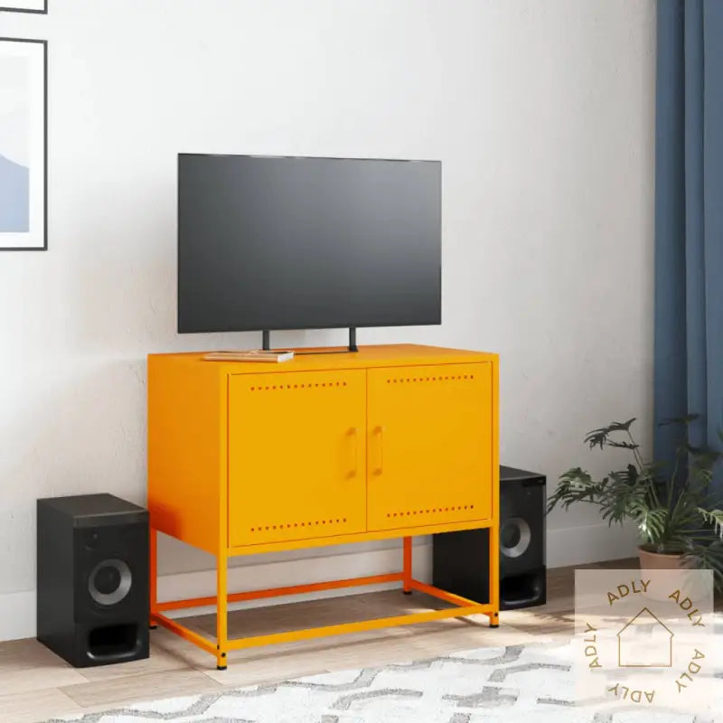 Tv-Benk Sennepsgul 68,5X39X60,5 Cm Stål