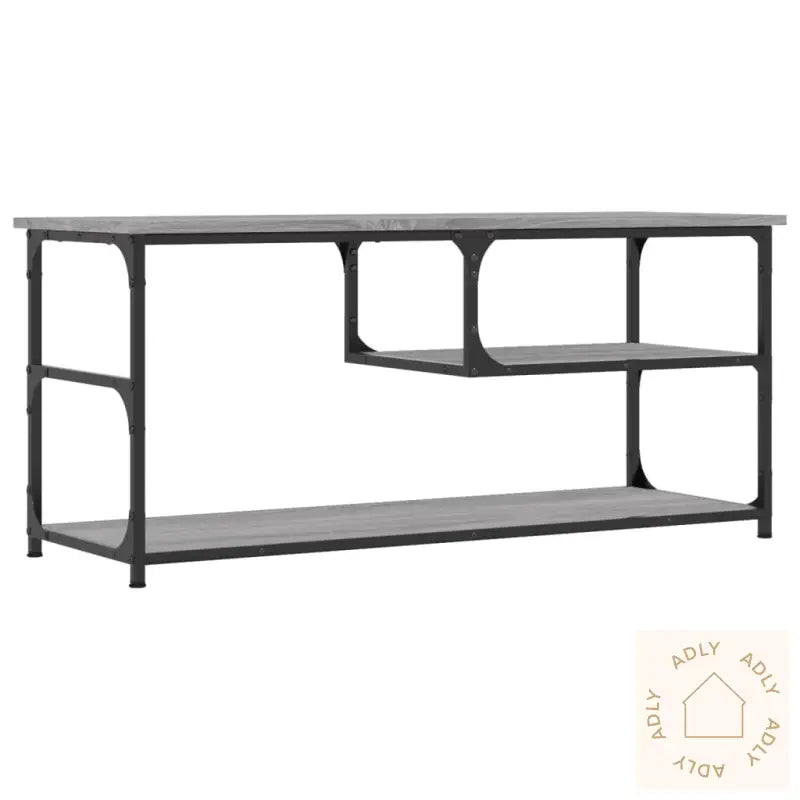 Tv-Benk Grå Sonoma 103X38X46,5 Cm Konstruert Tre Og Stål