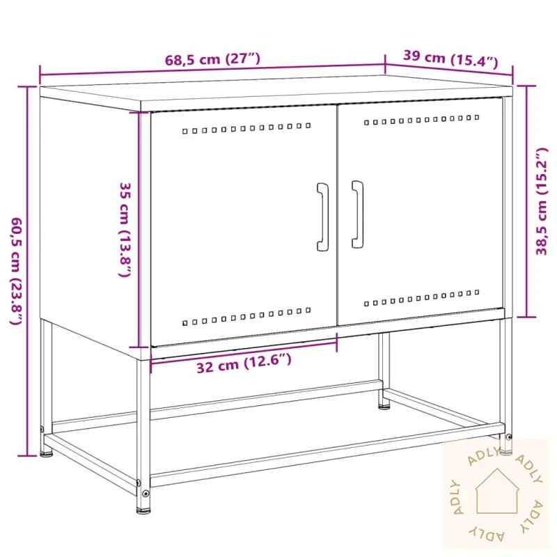 Tv-Benk Sennepsgul 68,5X39X60,5 Cm Stål