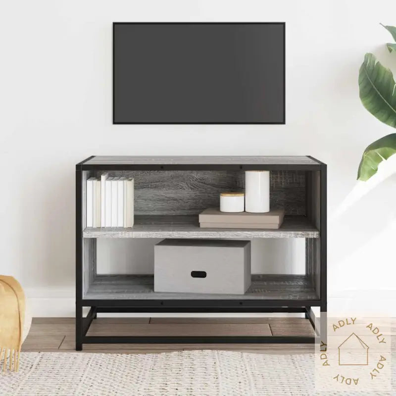 Tv-Benk Grå Sonoma 61X40X46 Cm Konstruert Tre Og Metall