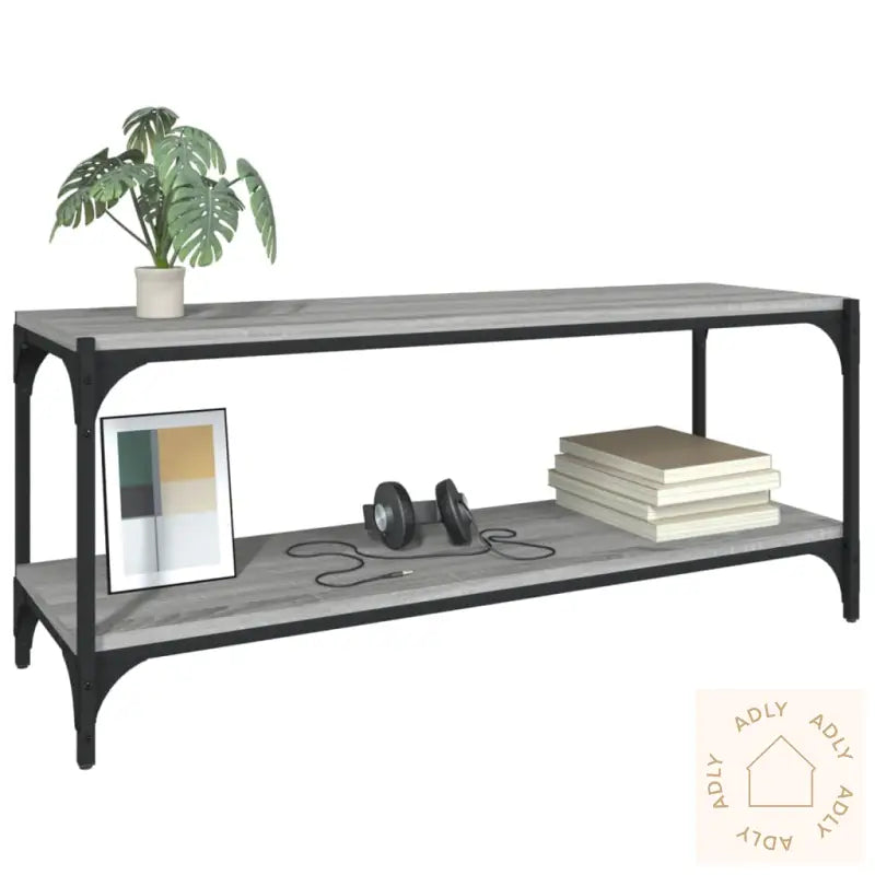 Tv-Benk Grå Sonoma 100X33X41 Cm Konstruert Tre Og Stål