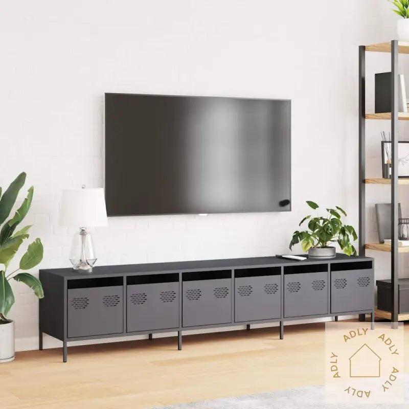 Tv-Benk Antrasitt 202X39X43,5 Cm Kaldvalset Stål