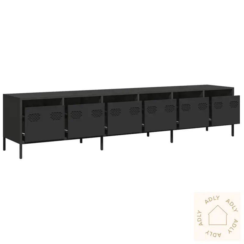 Tv-Benk Svart 202X39X43,5 Cm Kaldvalset Stål