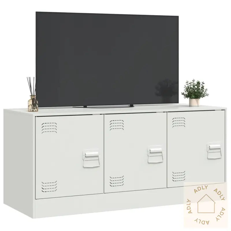 Tv-Benk Hvit 99X39X44 Cm Stål
