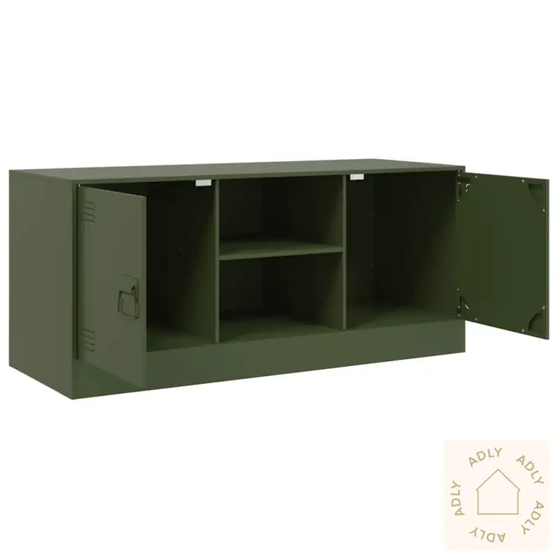 Tv-Benk Olivengrønn 99X39X44 Cm Stål