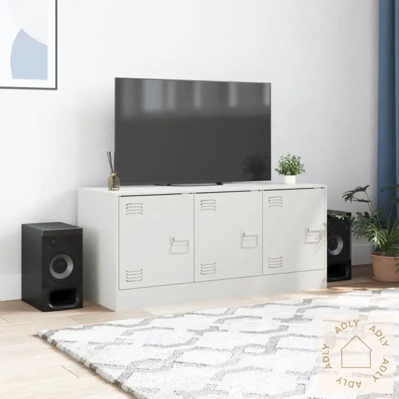 Tv-Benk Hvit 99X39X44 Cm Stål