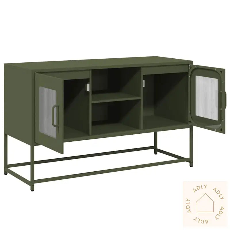 Tv-Benk Olivengrønn 100,5X39X60,5 Cm Stål