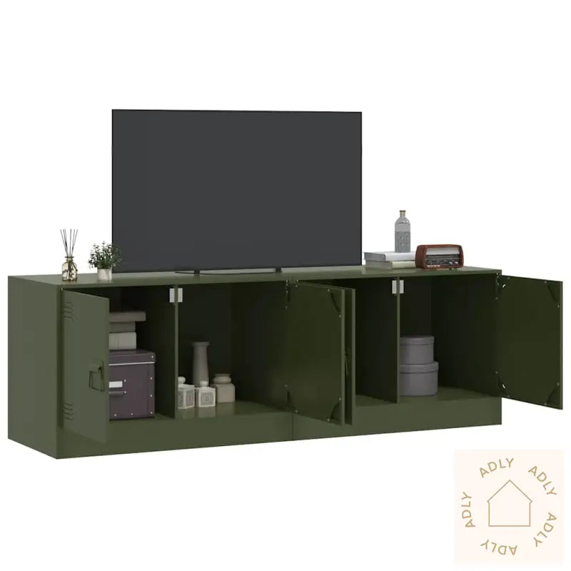 Tv-Benker 2 Stk Olivengrønn 67X39X44 Cm Stål