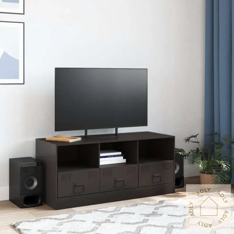 Tv-Benk Svart 99X39X44 Cm Stål