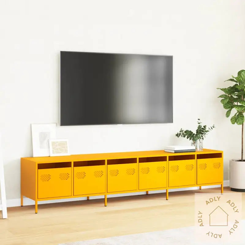Tv-Benk Sennepsgul 202X39X43,5 Cm Kaldvalset Stål