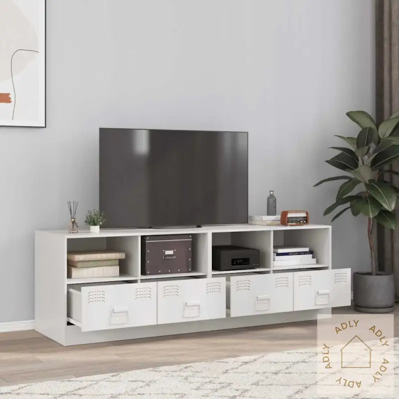 Tv-Benker 2 Stk Hvit 67X39X44 Cm Stål