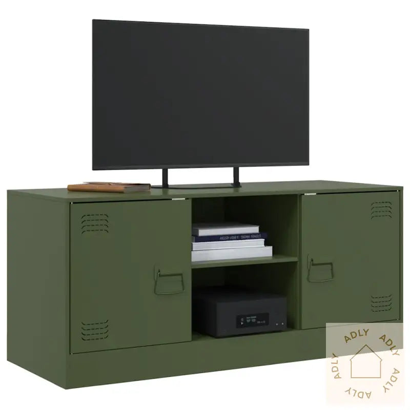 Tv-Benk Olivengrønn 99X39X44 Cm Stål