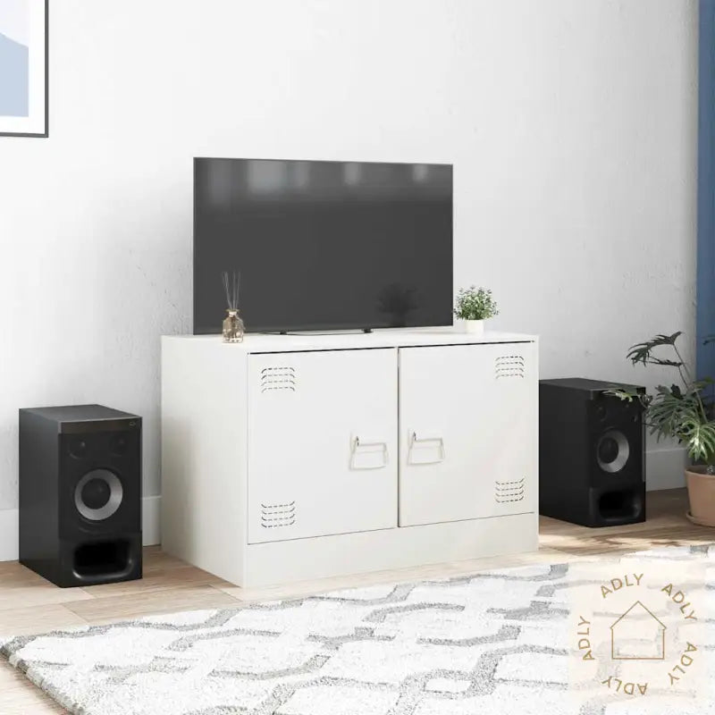 Tv-Benk Hvit 67X39X44 Cm Stål
