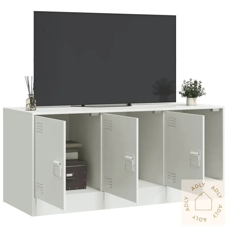 Tv-Benk Hvit 99X39X44 Cm Stål
