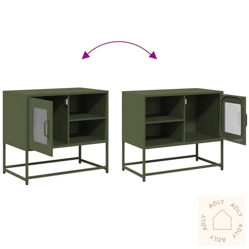 Tv-Benk Olivengrønn 68X39X60,5 Cm Stål