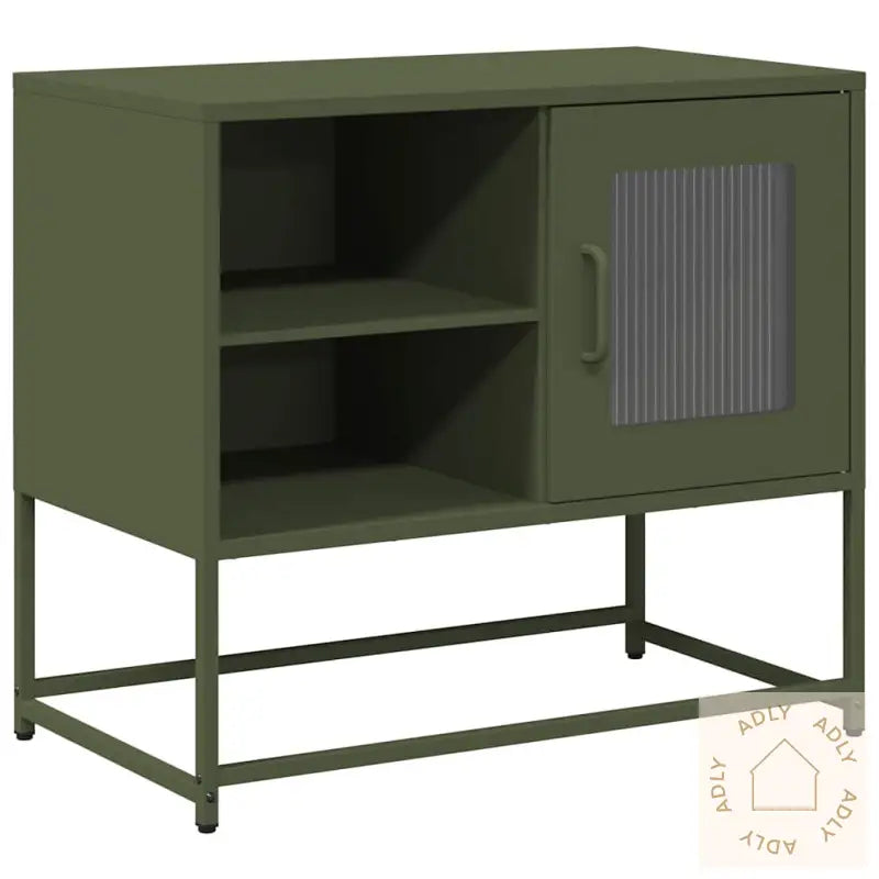 Tv-Benk Olivengrønn 68X39X60,5 Cm Stål
