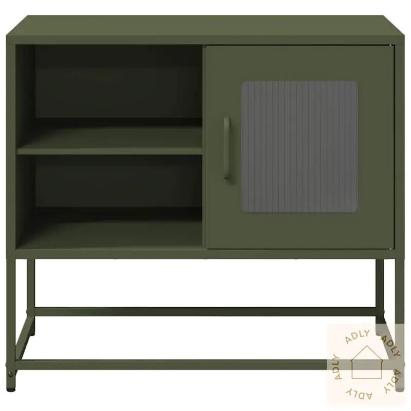 Tv-Benk Olivengrønn 68X39X60,5 Cm Stål